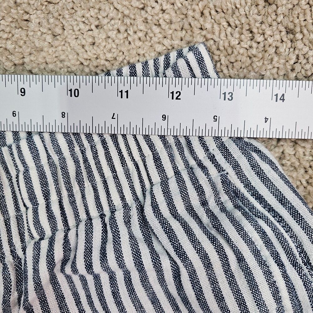 Old Navy High Rise Wide Leg Linen Blend Pants S Blue White Stripe Coastal - Picture 11 of 14